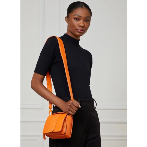 Animale Brazil Lizard Leather Mini Satchel Crossbody Shoulder Bag Bright Orange - Picture 1 of 16